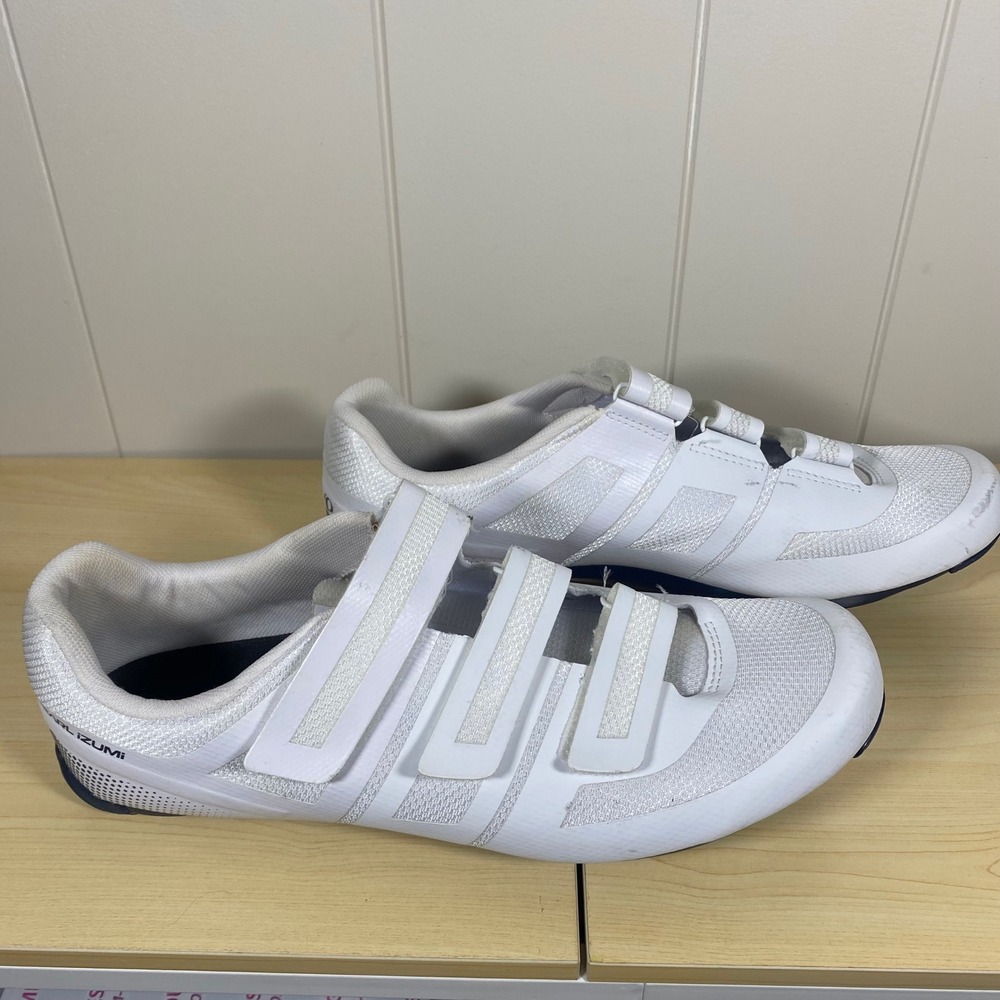 Pearl Izumi Quest Road White Navy Blue Cycling Shoes Mens EUR 48 SPD Clips